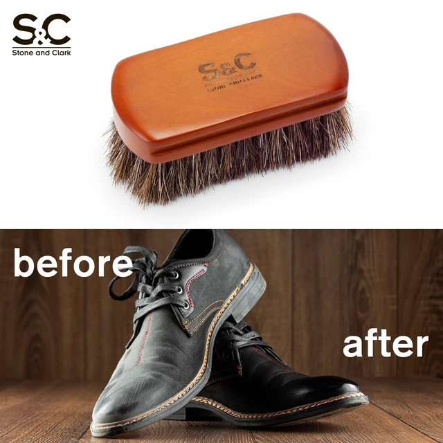 Alt view image 5 of 7 - Mini 4" Shoe Brush - Portable Horse Hair Brush w/Natural Wood Handle - Soft Bristle Shoe Polish Brush for Cleaning, Buffing & Polishing Leather Shoes - Travel-Friendly Size Boot Brush