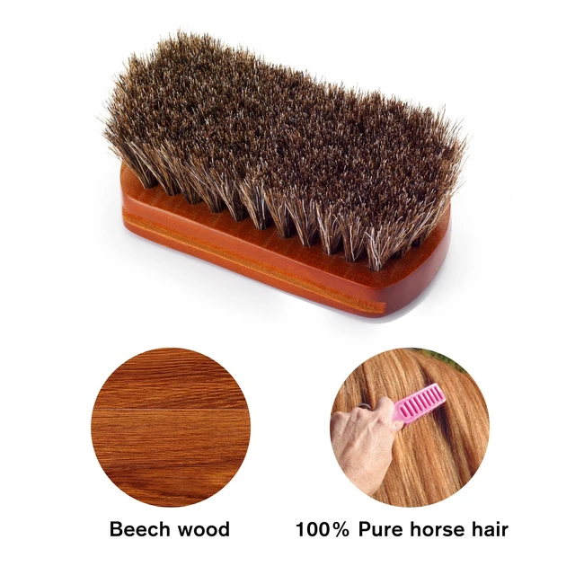 Alt view image 6 of 7 - Mini 4" Shoe Brush - Portable Horse Hair Brush w/Natural Wood Handle - Soft Bristle Shoe Polish Brush for Cleaning, Buffing & Polishing Leather Shoes - Travel-Friendly Size Boot Brush