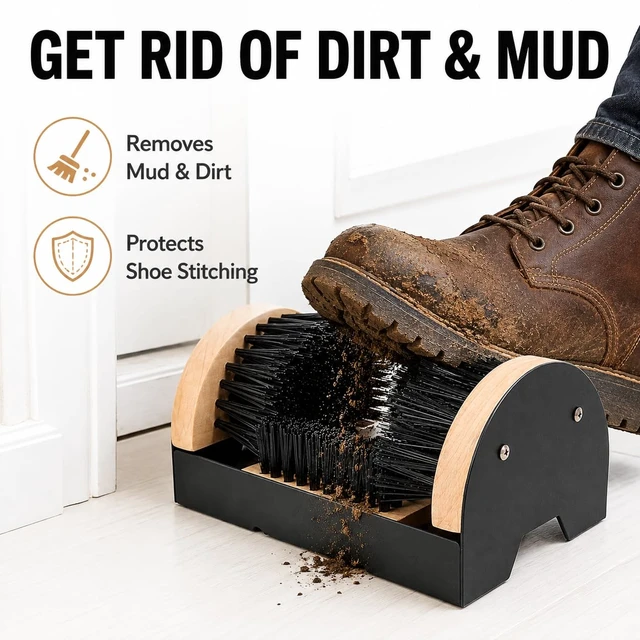 Alt view image 2 of 7 - Boot Scrubber Shoe Brush, Mountable Boot Cleaner | Indoor & Outdoor Scraper & Buffer, For Work Footwear & Sneakers
