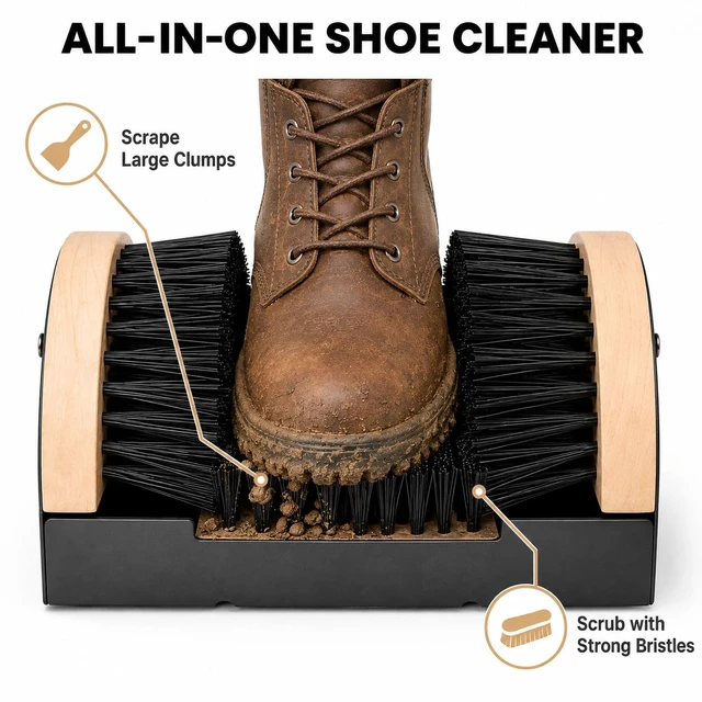 Alt view image 3 of 7 - Boot Scrubber Shoe Brush, Mountable Boot Cleaner | Indoor & Outdoor Scraper & Buffer, For Work Footwear & Sneakers