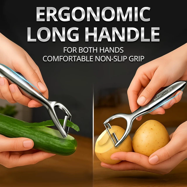 Alt view image 2 of 6 - Premium Stainless Steel Y-Peeler Heavy Duty Vegetable & Fruit Peeler for Potatoes, Carrots, Apples Ergonomic Handle, Dishwasher Safe