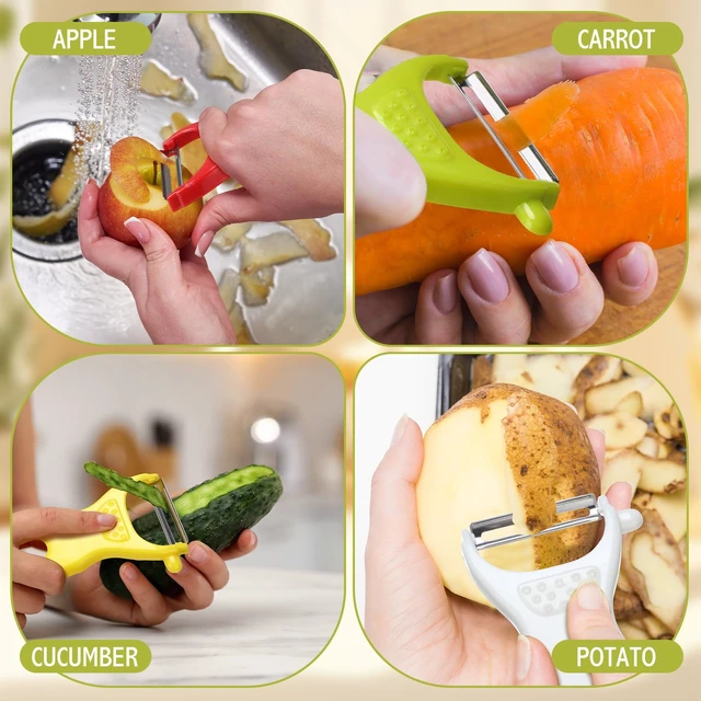 Alt view image 5 of 7 - 20 Pack Vegetable Peeler Bulk with Sharp Blade, 5 Colors Potato Peelers for Kitchen, Dual Blade Y Peeler with Ergonomic Grip for Potatoes Carrots Fruit, Peeling Tools for Kitchen Restaurant