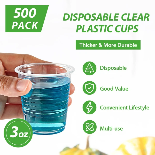 Alt view image 5 of 7 - 500 Pack 3 oz Plastic Bathroom Cups, Clear Disposable Plastic Cup | 500-count bulk pack, sturdy & durable, for bathroom, mouthwash, tasting, dental rinse use, for daily use, commercial use