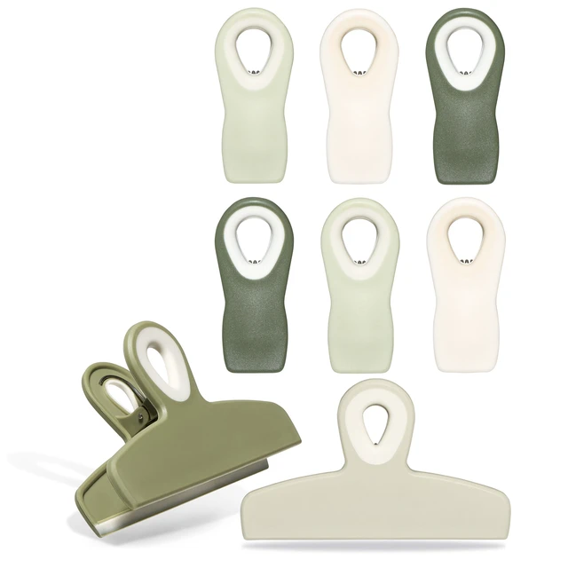 Main image of Bag Clips - Heavy Duty Chip Clip and Refrigerator Magnet Clips for Food Storage with Air Tight Seal Grip, Sage, Pack of 8