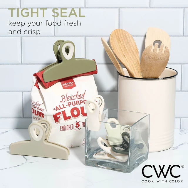 Alt view image 3 of 6 - Bag Clips - Heavy Duty Chip Clip and Refrigerator Magnet Clips for Food Storage with Air Tight Seal Grip, Sage, Pack of 8