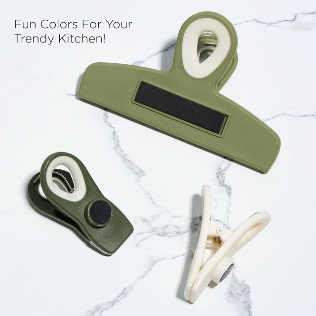 Alt view image 5 of 6 - Bag Clips - Heavy Duty Chip Clip and Refrigerator Magnet Clips for Food Storage with Air Tight Seal Grip, Sage, Pack of 8