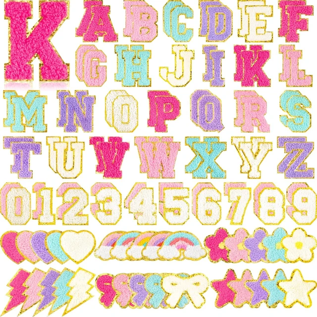 Main image of 102 Pcs Chenille Letter Number Patches Self-Adhesive for Backpack | Embroidered Stickers, Varsity Cheer Letters Stickers, Suitable for Clothing, Hats, Bag, Jacket Decorations