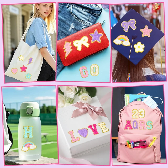 Alt view image 7 of 7 - 102 Pcs Chenille Letter Number Patches Self-Adhesive for Backpack | Embroidered Stickers, Varsity Cheer Letters Stickers, Suitable for Clothing, Hats, Bag, Jacket Decorations