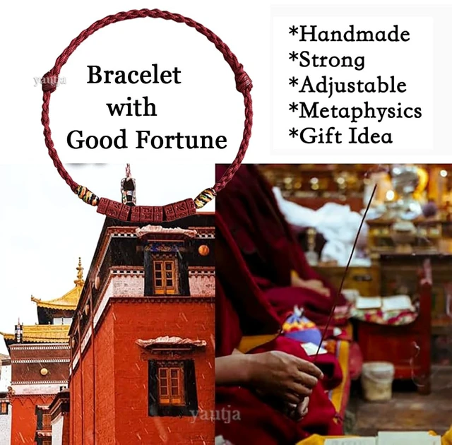 Alt view image 5 of 7 - Buddhist Red Buddha Spiritual Protection Red String Bracelet | Meditation Prayer Jewelry for Good Luck Health Wealth, Cinnabar Beads Exorcism Bracelet with Amulet Card, Handmade Adjustable