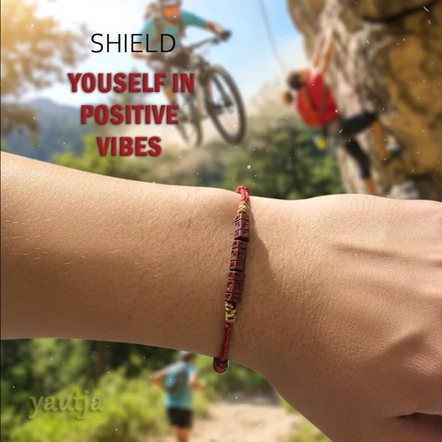 Alt view image 6 of 7 - Buddhist Red Buddha Spiritual Protection Red String Bracelet | Meditation Prayer Jewelry for Good Luck Health Wealth, Cinnabar Beads Exorcism Bracelet with Amulet Card, Handmade Adjustable