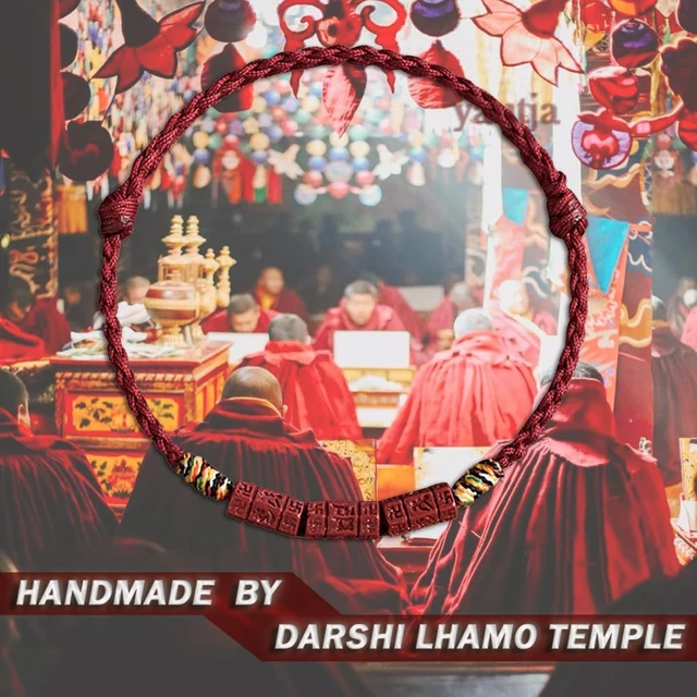 Alt view image 7 of 7 - Buddhist Red Buddha Spiritual Protection Red String Bracelet | Meditation Prayer Jewelry for Good Luck Health Wealth, Cinnabar Beads Exorcism Bracelet with Amulet Card, Handmade Adjustable