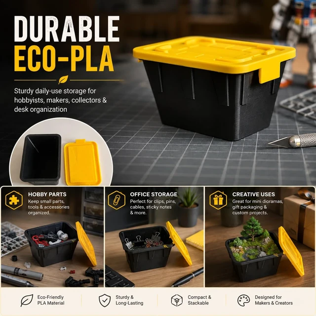 Alt view image 3 of 7 - Mini Storage Bins with Lids, 3.42"x2"x1.33" 6-Pack 1.1:1 Heavy Duty Workshop Replica Organizer, Stackable Dustproof PLA Containers for Screws SD Cards LEGO Parts Office Desk Hobby Storage