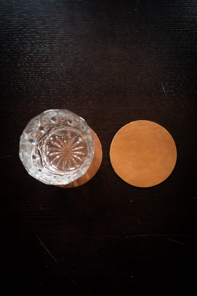 Alt view image 2 of 3 - Real Natural Grain Leather Coasters Durable Non-Slip Distressed Design, Set of 6 for Table Protection in Home, Office, Kitchen, and Bar (Tan Distressed)