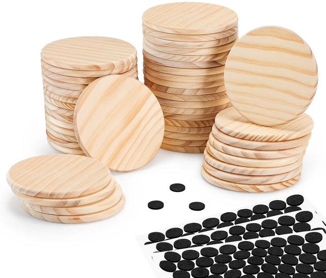 Main image of 46Pcs Unfinished Wood Coasters-4" Unfinished Natural Wood Slices for Crafts Round with Non-Slip for Wedding Decoration/Blank Coasters Wood Kit DIY Architectural Models Drawing Painting Wood Engraving