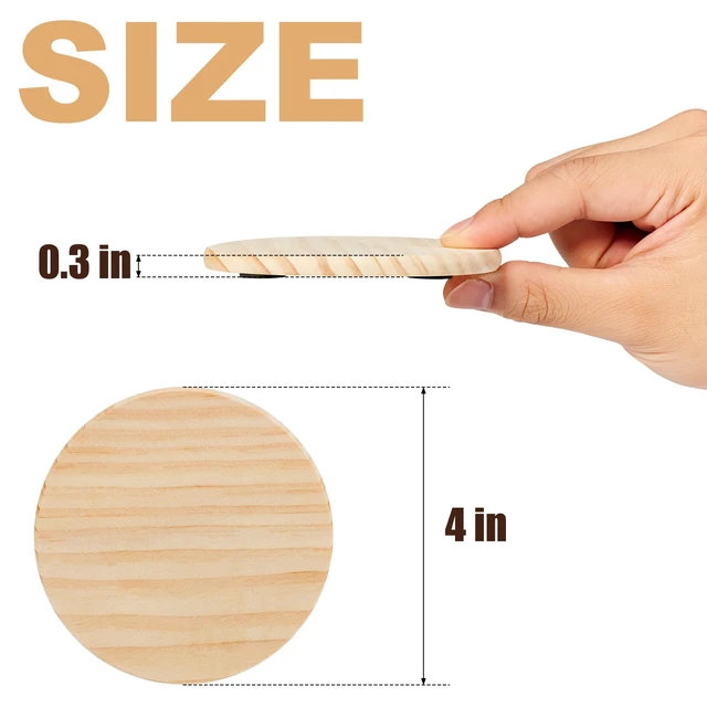 Alt view image 2 of 7 - 46Pcs Unfinished Wood Coasters-4" Unfinished Natural Wood Slices for Crafts Round with Non-Slip for Wedding Decoration/Blank Coasters Wood Kit DIY Architectural Models Drawing Painting Wood Engraving