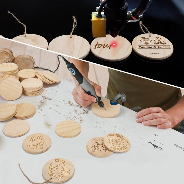 Alt view image 4 of 7 - 46Pcs Unfinished Wood Coasters-4" Unfinished Natural Wood Slices for Crafts Round with Non-Slip for Wedding Decoration/Blank Coasters Wood Kit DIY Architectural Models Drawing Painting Wood Engraving