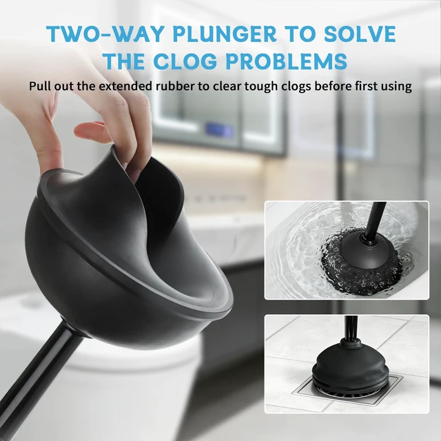 Alt view image 4 of 7 - Toilet Brush and Plunger Set, Curved Head for Deep Cleaning, Black | Brush and Plunger set, Curved Nylon Bristles for Deep Clean, Strong Suction Plunger, Ventilated Holder for Quickly Air Dry