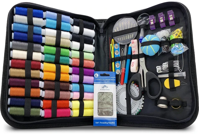 Main image of Large Sewing Kit for Adults, 150-Piece Set, 36 Colors, 30 Needles | Easy enough to be a first home hand sewing kit, ready to mend a hem, fix a stuffed toy, or replace a button in minutes