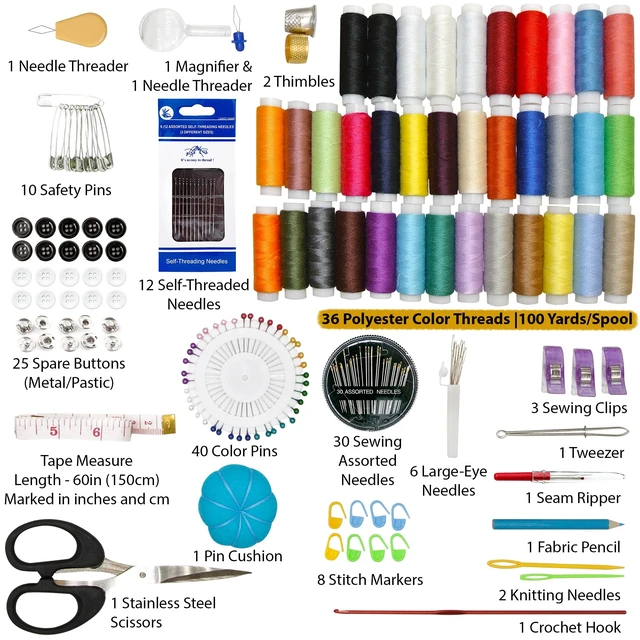 Alt view image 5 of 7 - Large Sewing Kit for Adults, 150-Piece Set, 36 Colors, 30 Needles | Easy enough to be a first home hand sewing kit, ready to mend a hem, fix a stuffed toy, or replace a button in minutes