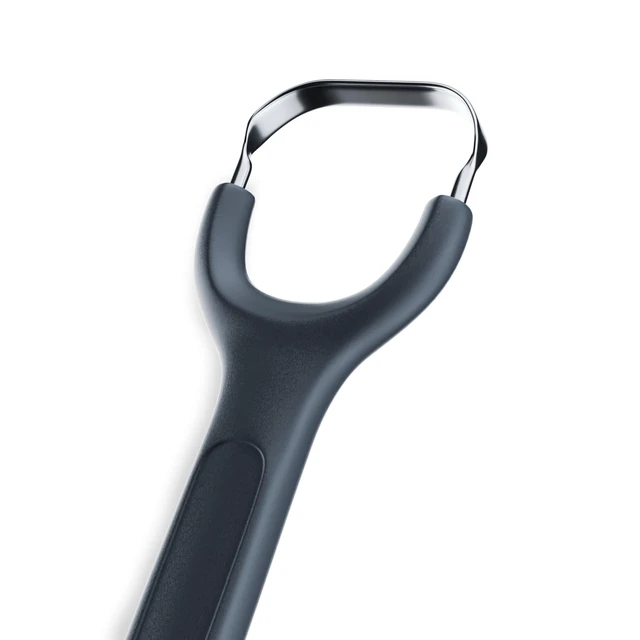Alt view image 3 of 7 - Tongue Scraper with Travel Case, Oral Glide ProBad Breath Treatment, Medical-Grade Stainless Steel for Adults & Kids. 100% Rustproof, Sleek & Effective Design (Midnight Grey)