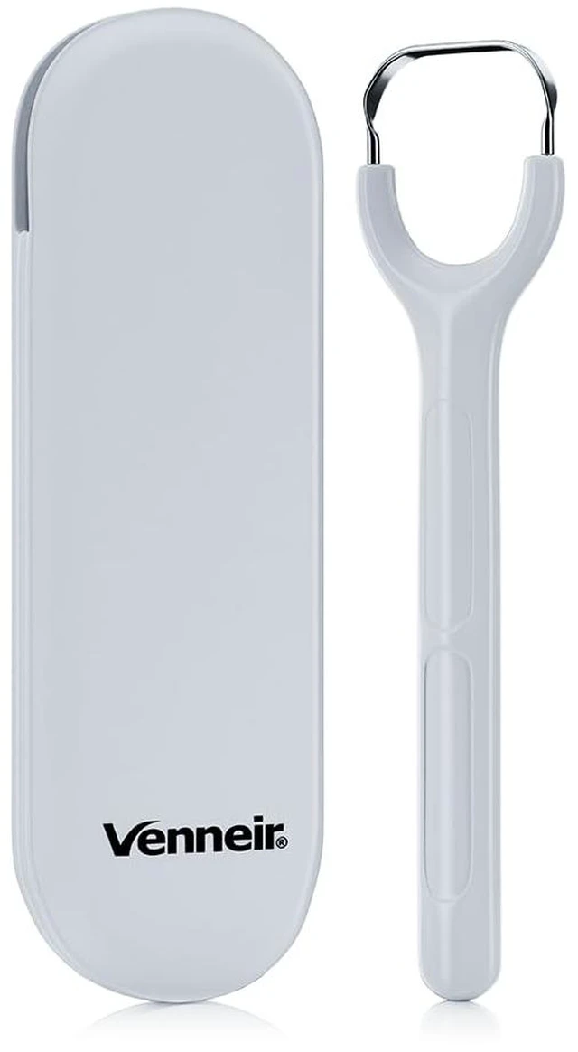Main image of Tongue Scraper with Travel Case, Oral Glide ProBad Breath Treatment, Medical-Grade Stainless Steel for Adults & Kids. 100% Rustproof, Sleek & Effective Design (Slate White)