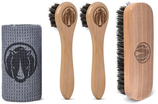 Main image of Premium Leather Brush Kit for Boots, Shoes & Leather Cleaning | Clean leather boots and shoes with specialty brushes designed to remove dirt, polish surfaces and maintain condition.