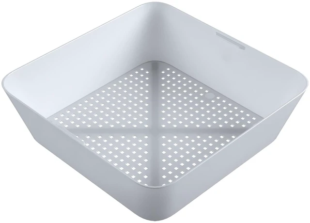 Main image of Plastic Floor Drain Strainer Basket. 8-1/2 in. X 8-1/2 in. X 2-7/16 in. Ideal for Commercial Kitchens, Bars & Food Service Floors