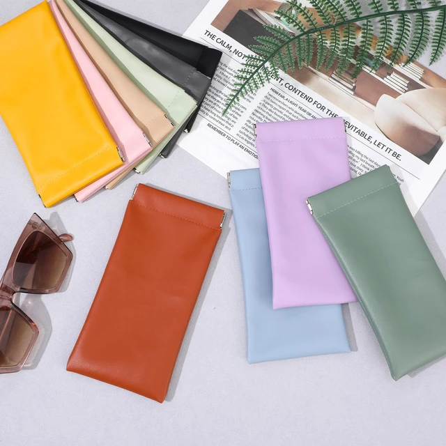 Alt view image 5 of 7 - 20 Pack Soft Leather Sunglasses Case Pouch with Squeeze Top Closure - 10 Colors (2 Each), PU Eyeglasses Holder for Women & Men, Anti-Scratch Glasses Storage Bag