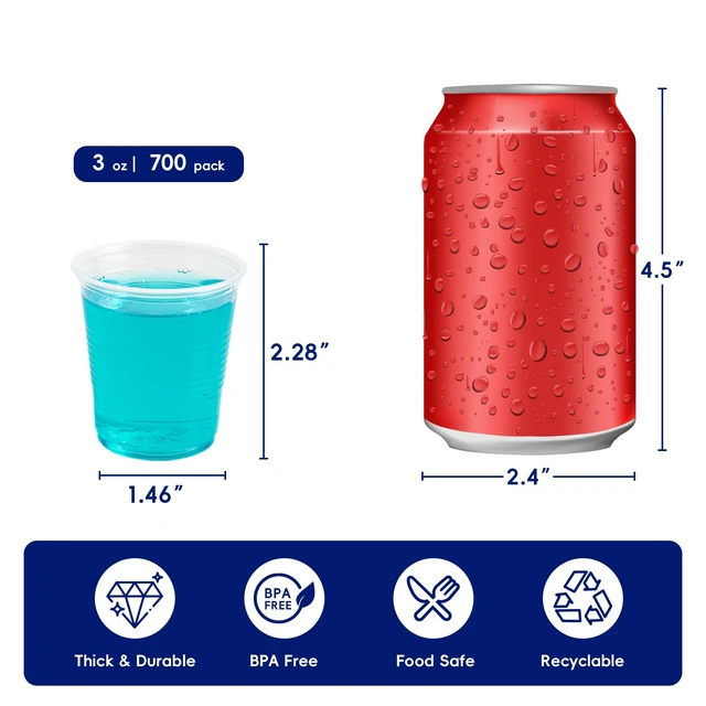 Alt view image 3 of 7 - 700 Pack 3 oz Clear Plastic Cups, Disposable Mouthwash Cups | Ideal for Hot/Cold Samples, Sauce, Sauce Portions, Wine and Spirits; Suitable for Home, Clinics, Bars and Sampling Events