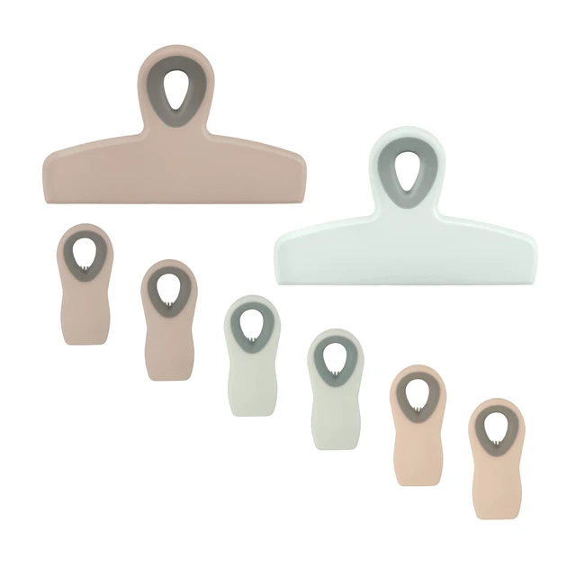 Alt view image 5 of 5 - Bag Clips - Heavy Duty Chip Clip and Refrigerator Magnet Clips for Food Storage with Air Tight Seal Grip, Mint and Grey, Pack of 8