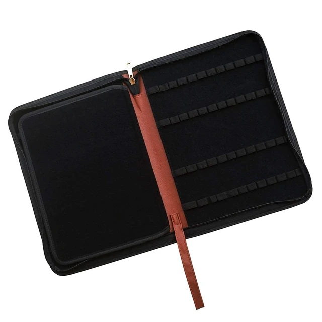 Alt view image 5 of 7 - Large Capacity Fountain Pen Case PU Leather Coffee Color 48 Slots pen pouch bag