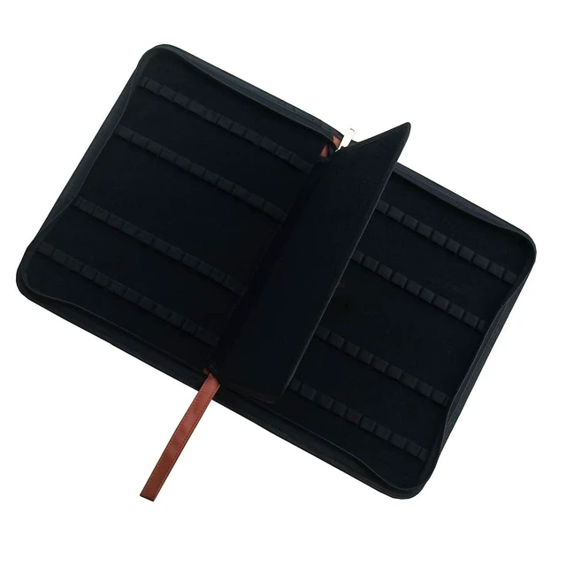 Alt view image 6 of 7 - Large Capacity Fountain Pen Case PU Leather Coffee Color 48 Slots pen pouch bag