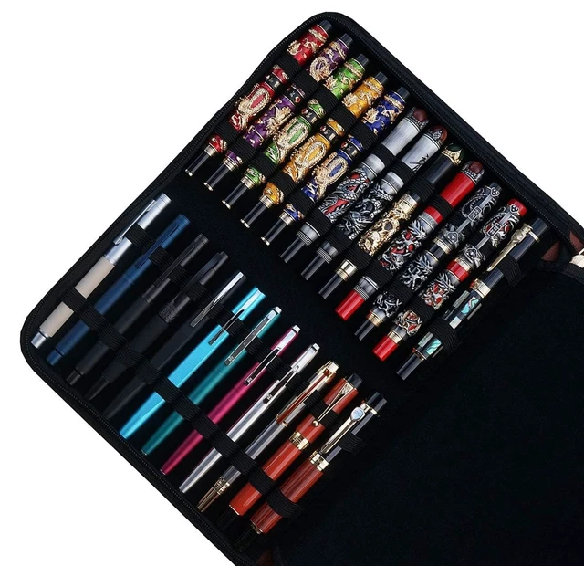 Alt view image 7 of 7 - Large Capacity Fountain Pen Case PU Leather Coffee Color 48 Slots pen pouch bag
