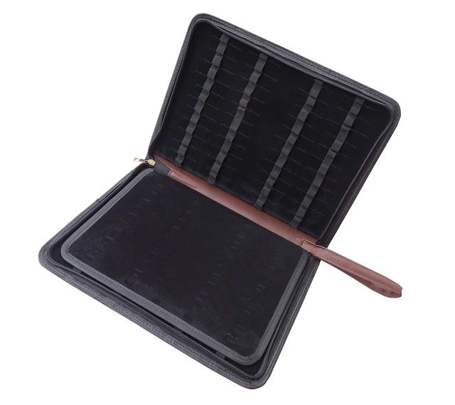 Alt view image 3 of 7 - 48 Fountain Pen Case, Rollerball Pen Holder PU Leather Bag Pouch Large Capacity for Your Collection - Brown