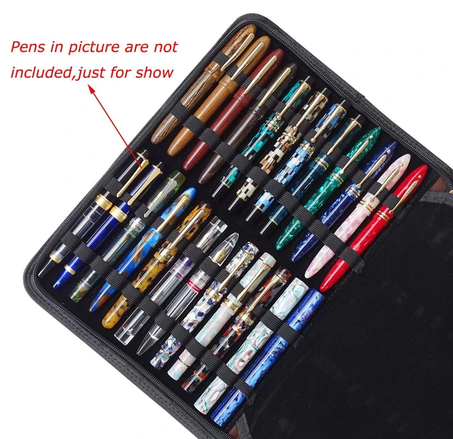 Alt view image 7 of 7 - 48 Fountain Pen Case, Rollerball Pen Holder PU Leather Bag Pouch Large Capacity for Your Collection - Brown
