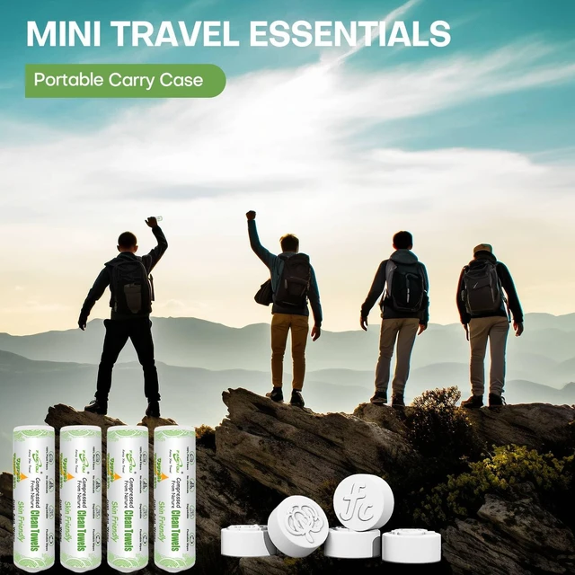 Alt view image 2 of 7 - Compressed Towel Tablets 200 Count, Thicken Disposable Face Towel with 2 Carry Cases, Biodegradable & Compact, Cotton Clean Face Towels for Outdoor Camping Hiking Travel Gym BBQ Home