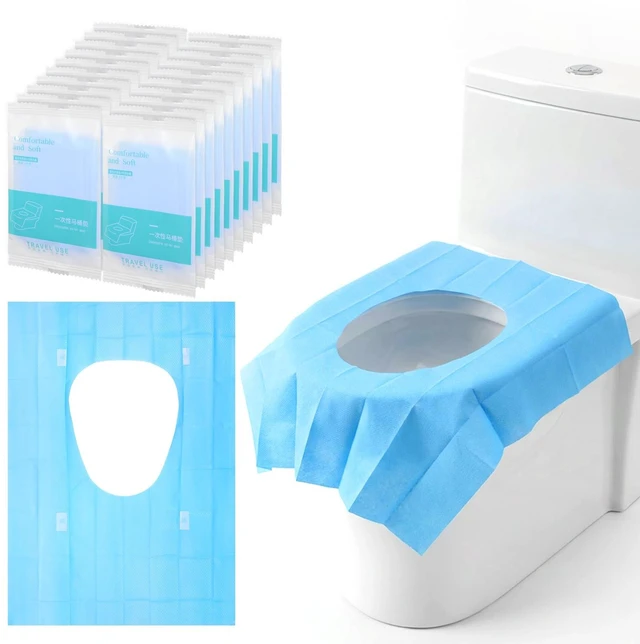 Main image of 100 Pack Disposable Toilet Seat Covers 16x24 Inch Travel Toilet Covers | Individually Wrapped, Extra Large, Potty Liners, Portable Travel Seat Cover, Waterproof
