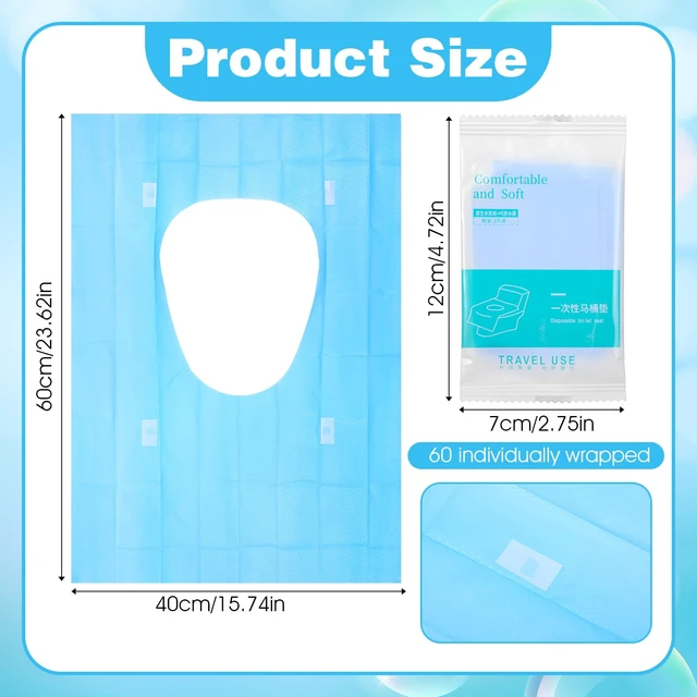 Alt view image 2 of 7 - 100 Pack Disposable Toilet Seat Covers 16x24 Inch Travel Toilet Covers | Individually Wrapped, Extra Large, Potty Liners, Portable Travel Seat Cover, Waterproof