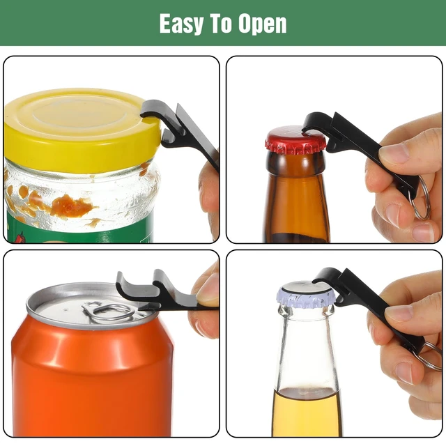 Alt view image 3 of 7 - 100 Pack Bottle Opener Keychain Bulk Black Metal Pocket Can Opener Key Chain Ring Wine Beer Beverage Heavy Duty Aluminum Bottle Openers Destapadores De Cerveza for Bar Bartender Wedding Party Gifts