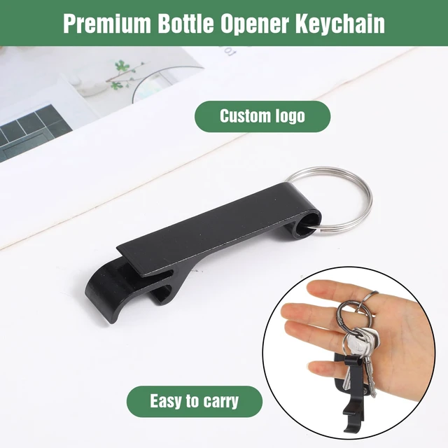 Alt view image 4 of 7 - 100 Pack Bottle Opener Keychain Bulk Black Metal Pocket Can Opener Key Chain Ring Wine Beer Beverage Heavy Duty Aluminum Bottle Openers Destapadores De Cerveza for Bar Bartender Wedding Party Gifts