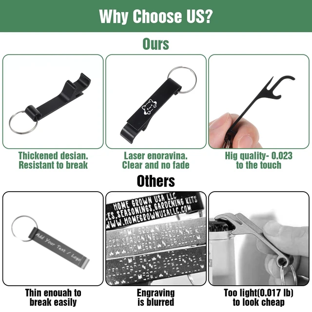 Alt view image 5 of 7 - 100 Pack Bottle Opener Keychain Bulk Black Metal Pocket Can Opener Key Chain Ring Wine Beer Beverage Heavy Duty Aluminum Bottle Openers Destapadores De Cerveza for Bar Bartender Wedding Party Gifts