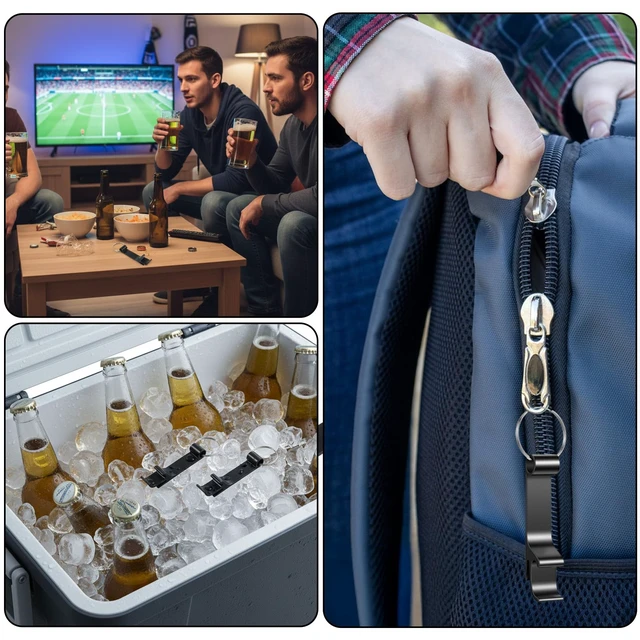 Alt view image 7 of 7 - 100 Pack Bottle Opener Keychain Bulk Black Metal Pocket Can Opener Key Chain Ring Wine Beer Beverage Heavy Duty Aluminum Bottle Openers Destapadores De Cerveza for Bar Bartender Wedding Party Gifts