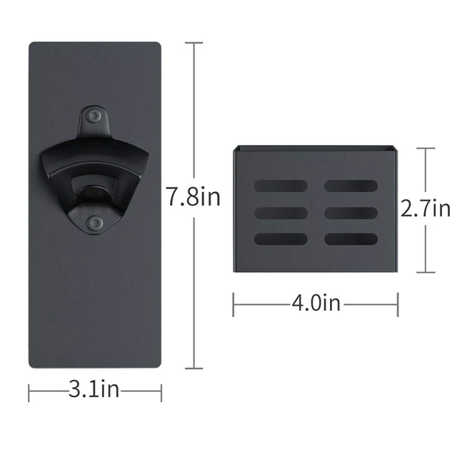 Alt view image 2 of 7 - Magnetic Bottle Opener Wall Mounted with Cap Catcher (black) | Man Cave Accessories Removable Wall Mounted Beer Bottle Opener for Kitchen Fridge, Beer Gifts for Men