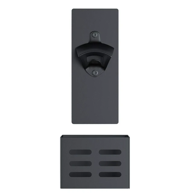 Alt view image 3 of 7 - Magnetic Bottle Opener Wall Mounted with Cap Catcher (black) | Man Cave Accessories Removable Wall Mounted Beer Bottle Opener for Kitchen Fridge, Beer Gifts for Men