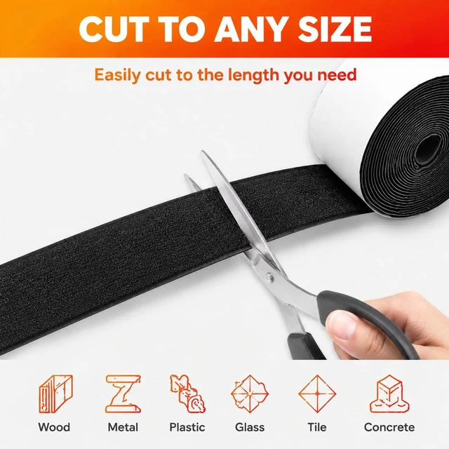 Alt view image 7 of 7 - Hook and Loop Tape 2 Inch x 23 Feet Each Roll, Black | Industrial Self Adhesive, CE Certified, Heavy Duty, Strong Hold, Easy Use for Indoor Remotes, Curtains & Outdoor Signs