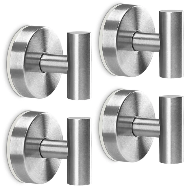 Main image of Towel Hooks Shower Suction Hook Towel Hanger for Bathroom Hanging Coat, Robe, Removable Wall Mounted Hook for Bedroom Kitchen Hotel Pool Brushed Nickel(4-Pack)