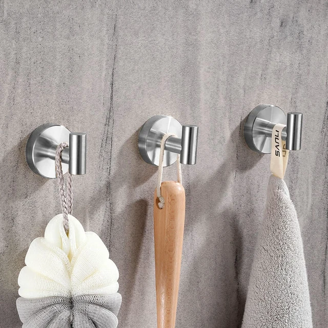 Alt view image 2 of 7 - Towel Hooks Shower Suction Hook Towel Hanger for Bathroom Hanging Coat, Robe, Removable Wall Mounted Hook for Bedroom Kitchen Hotel Pool Brushed Nickel(4-Pack)
