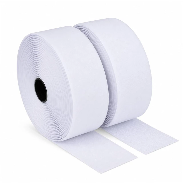 Main image of Hook and Loop Tape 2 Inch x 23 Feet Each Roll, White | Industrial Self Adhesive, CE Certified, Heavy Duty, Strong Hold, Easy Use for Indoor Remotes, Curtains & Outdoor Signs