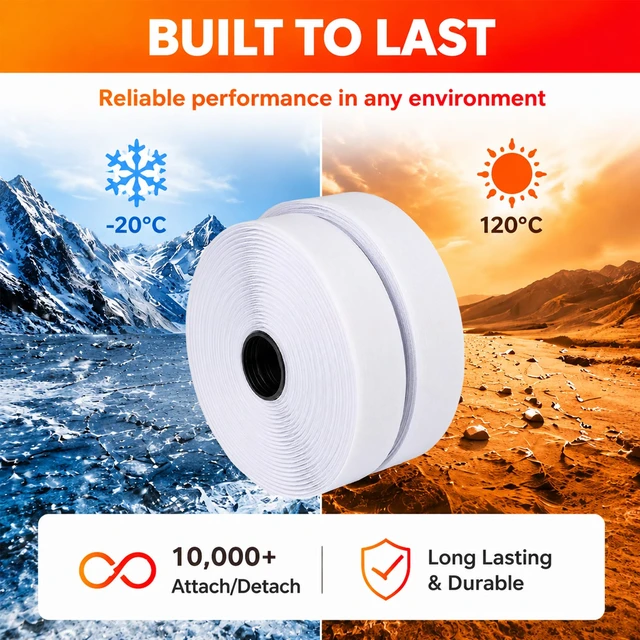 Alt view image 7 of 7 - Hook and Loop Tape 2 Inch x 23 Feet Each Roll, White | Industrial Self Adhesive, CE Certified, Heavy Duty, Strong Hold, Easy Use for Indoor Remotes, Curtains & Outdoor Signs