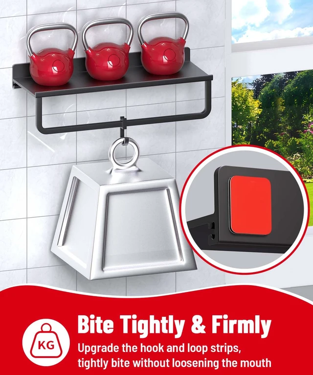 Alt view image 2 of 7 - 16Sets Heavy-Duty Hook and Loop Strips, Heat Resistant Waterproof | High-Bond Fastening Strips, Strong Hold for Indoor/Outdoor Mounting on Wall, Glass, Tile, Metal & More, Black 1.57" x 1.97"